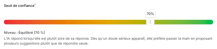 Le curseur de seuil de confiance