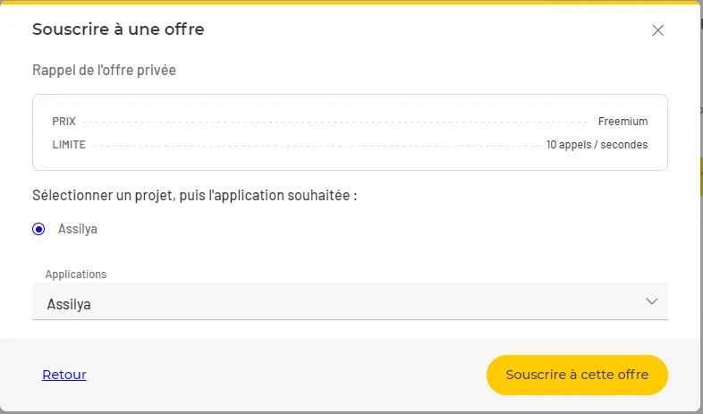 L'association de la souscription au projet et à l'application