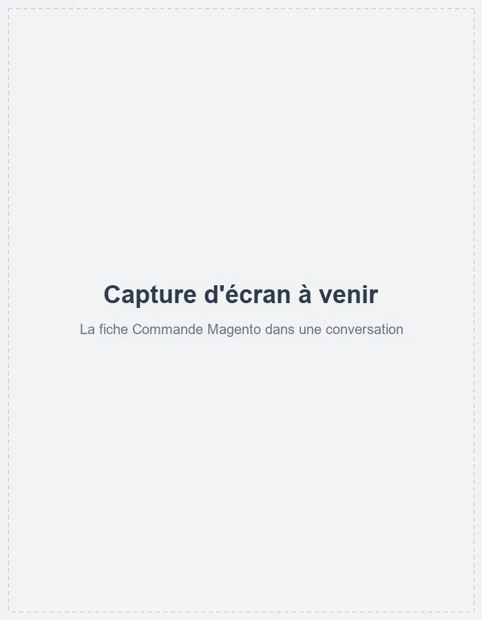 La fiche Commande Magento dans une conversation