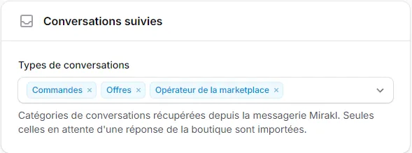 Les paramètres de l'agent Mirakl