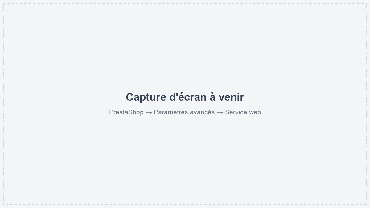L'écran Service web du back-office PrestaShop, avec la clé et ses permissions de lecture