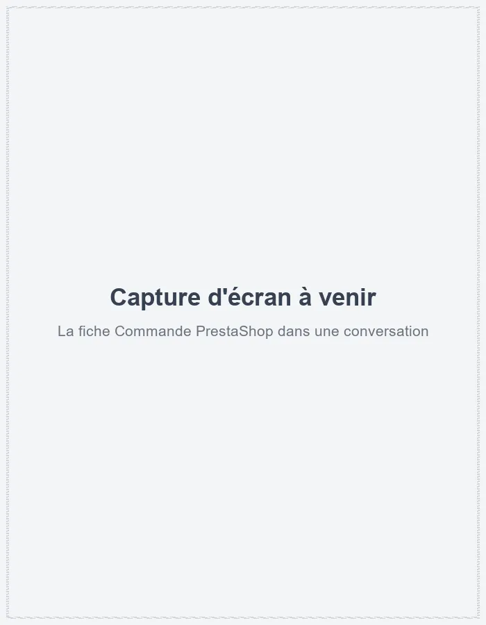 La fiche Commande PrestaShop dans une conversation